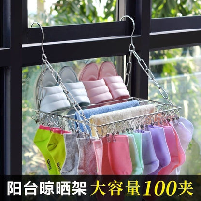 Shoe Rack Stainless Steel Multifunctional Window Sill Balcony Adjustable Universal Hanger Sock Shoe Drying Artifact Drying RackShoe drying rack, stainless steel multifunctional window sill, adjustable balcony20240617